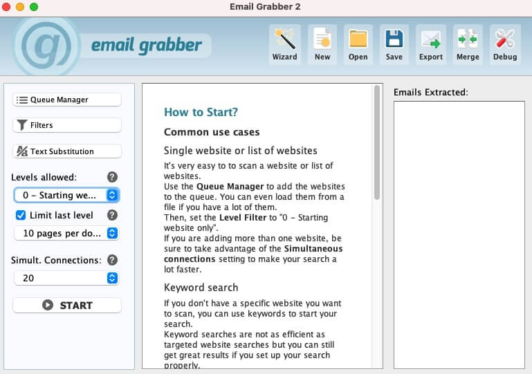 Einstellungen für den E-Mail Grabber